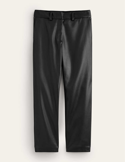 Tapered Faux-Leather Trousers-Black