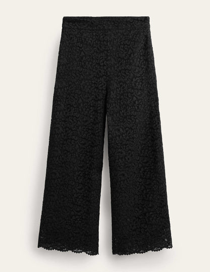 Cropped Wide-Leg Lace Trousers-Black-6