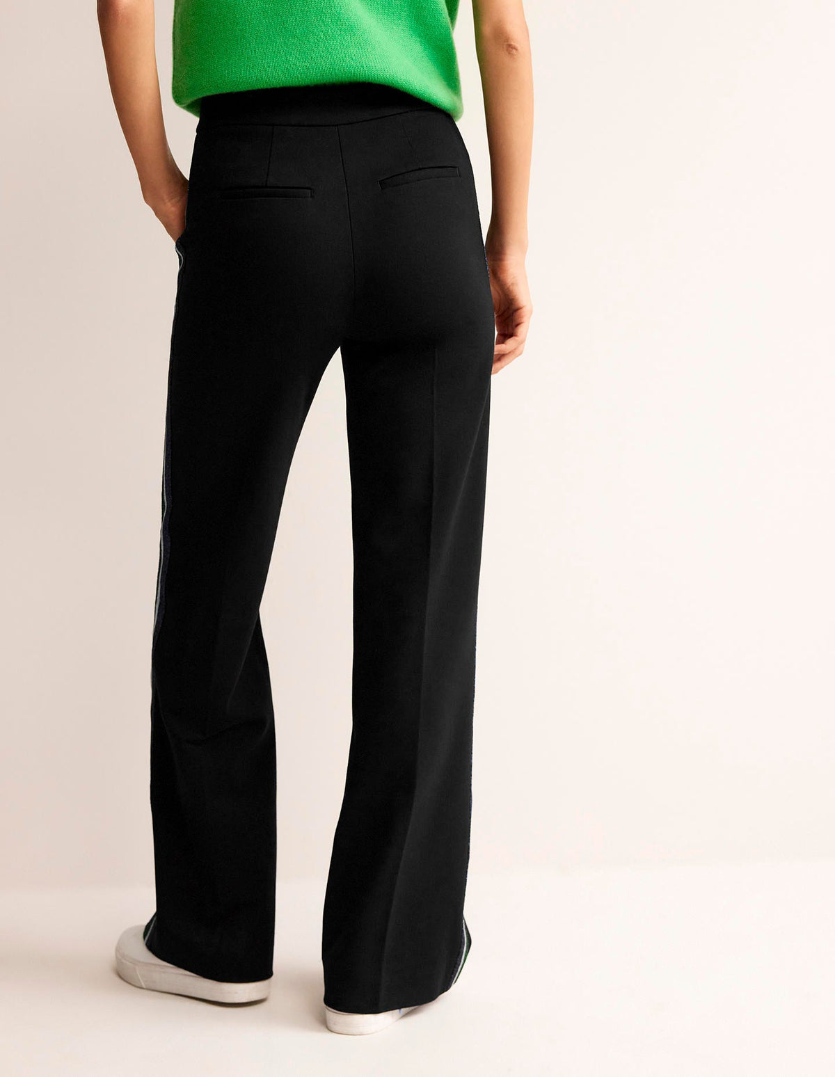 Westbourne Ponte Trousers-Black with Metallic Stripe-3