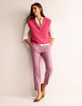 Kew Wool Trousers-Pink Herringbone