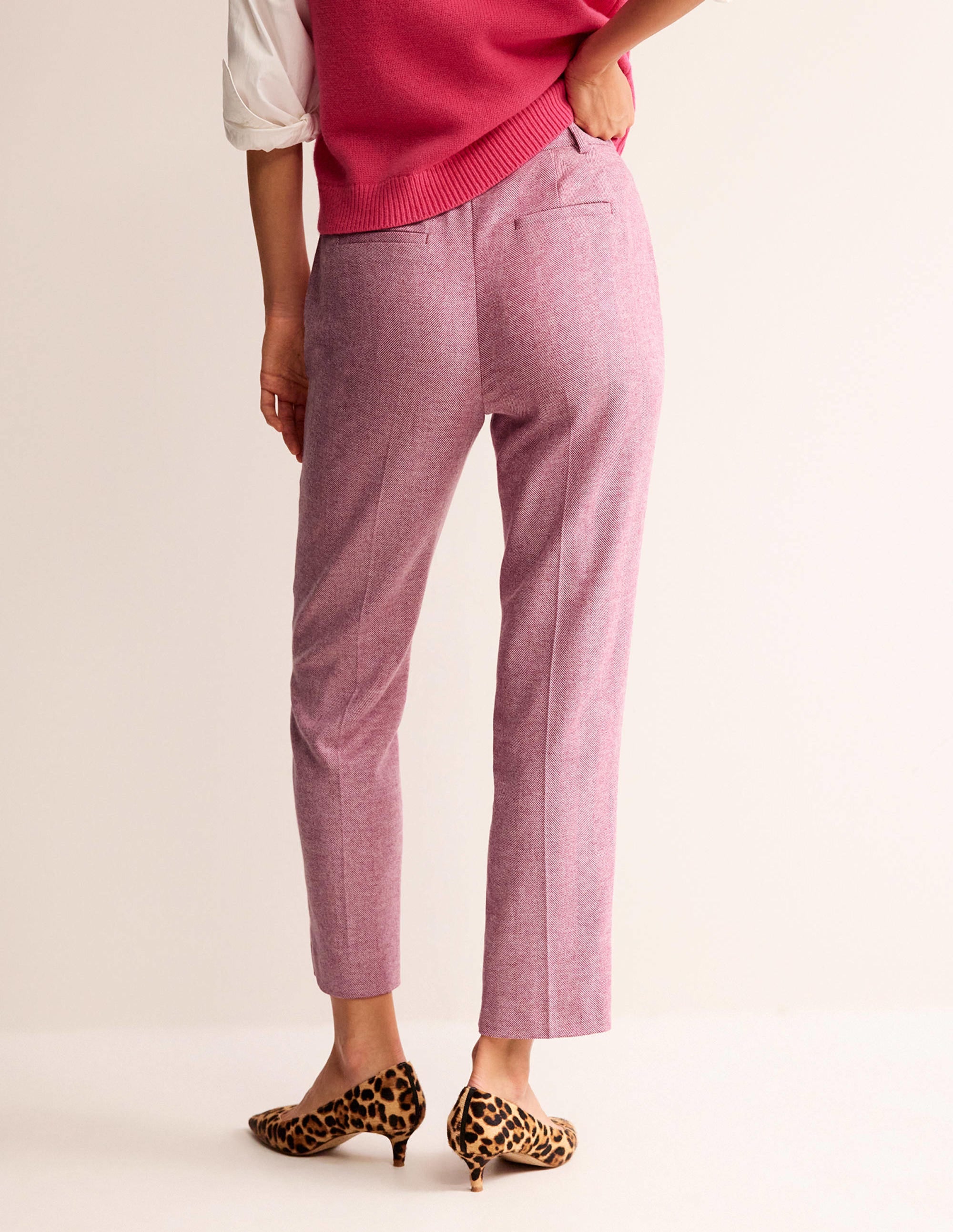 Kew Wool Trousers-Pink Herringbone - Image 3