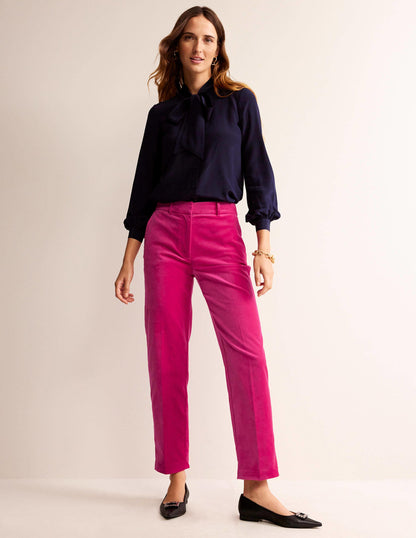 Kew Velvet Trousers-Vibrant Pink