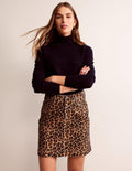 Nell Printed Mini Skirt-Camel, Cheetah Pop