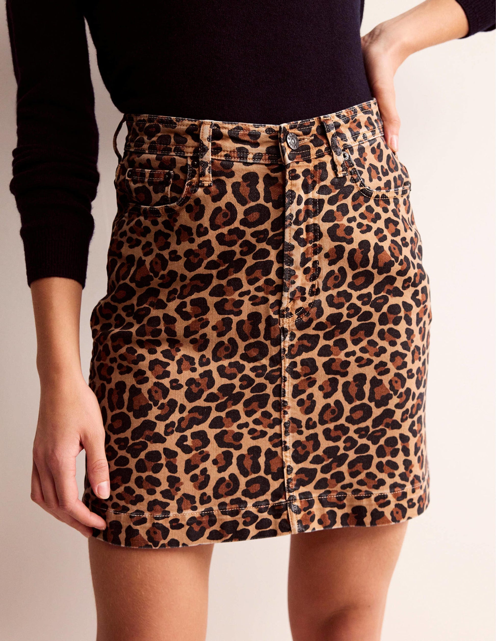 Nell Printed Mini Skirt-Camel, Cheetah Pop-4