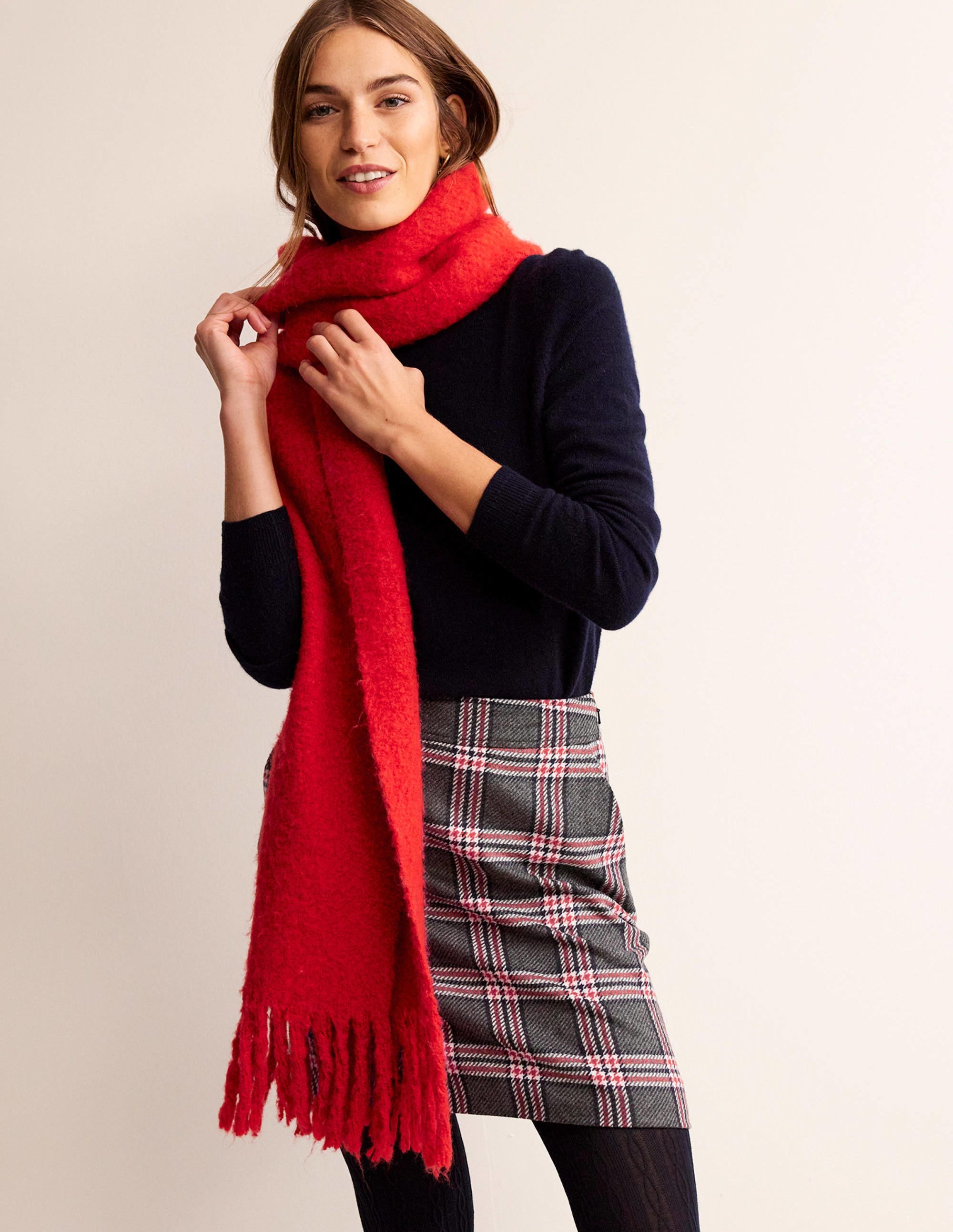 Estella Tweed Mini Skirt-Charcoal Check - Image 1