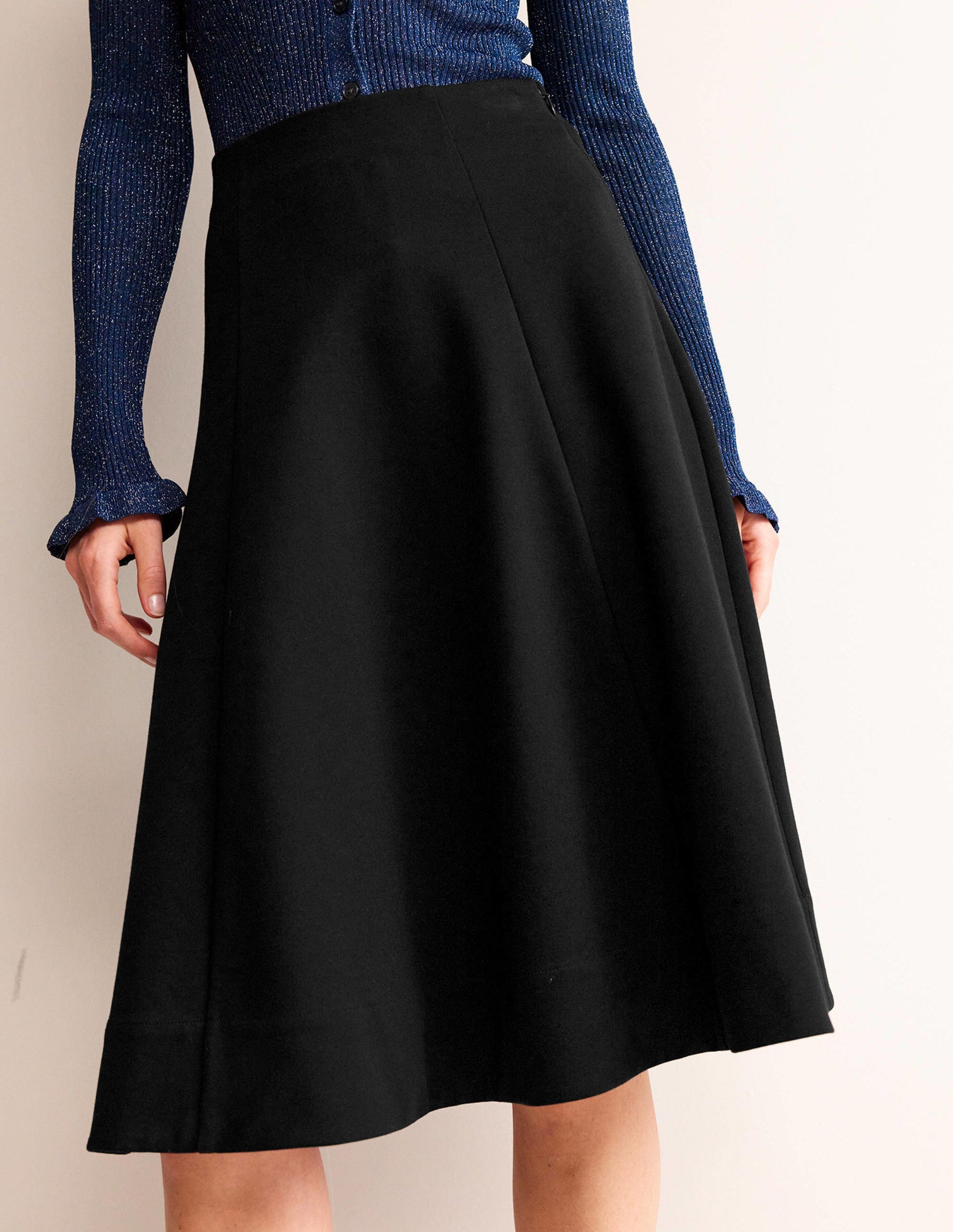 Flippy Jersey Midi Skirt-Black-4