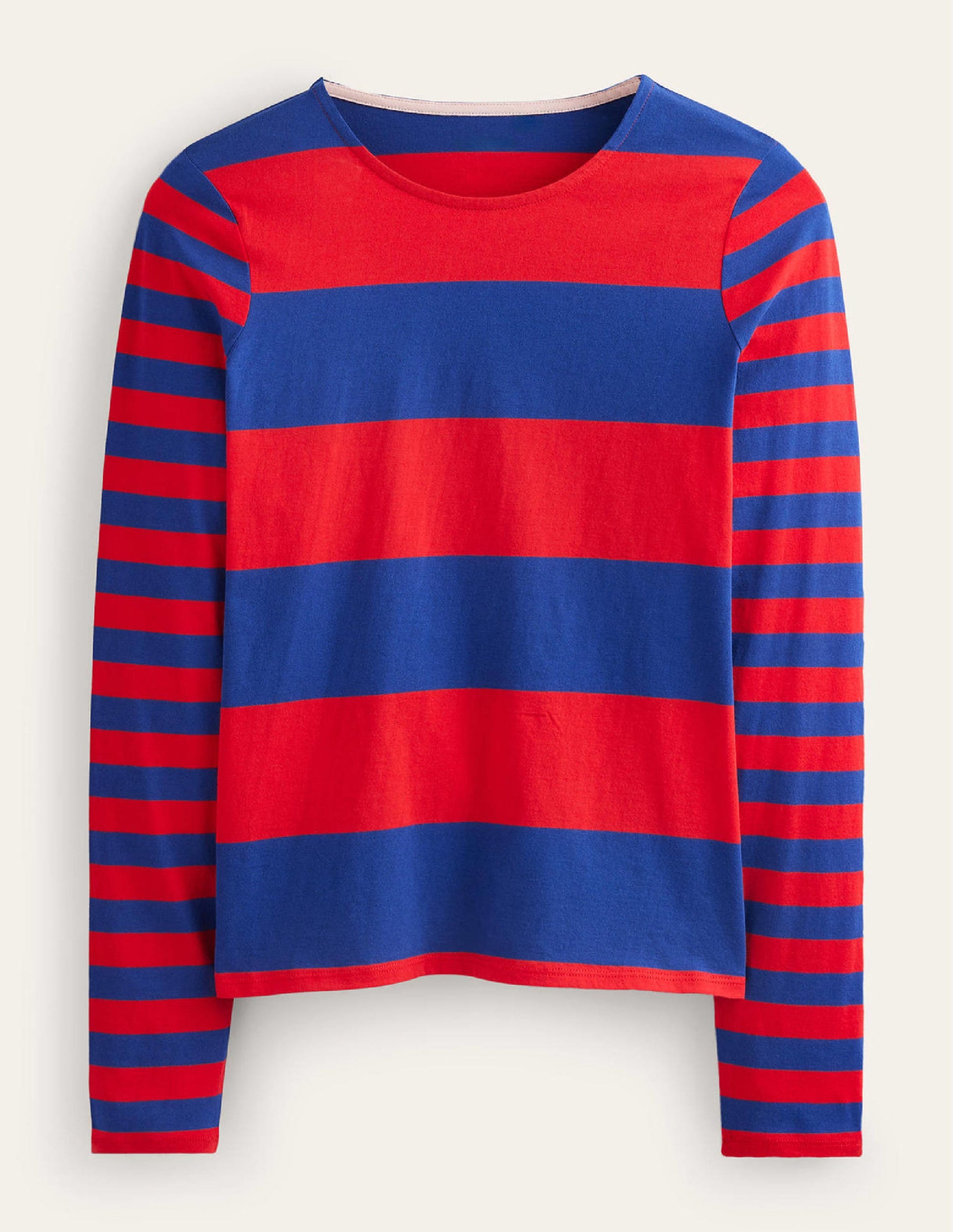 Bea Long Sleeve Breton-Dark Colbalt and Hot Pepper-8