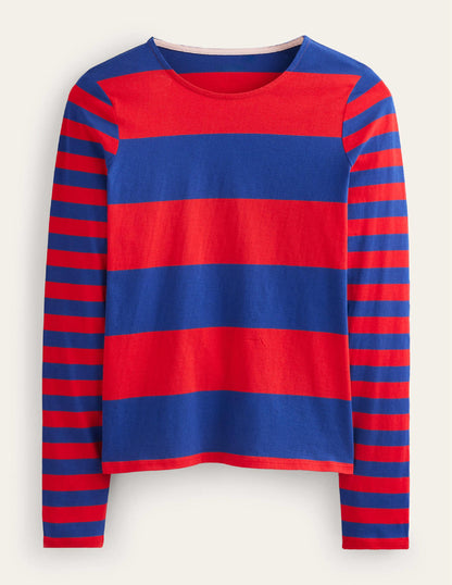 Bea Long Sleeve Breton-Dark Colbalt and Hot Pepper-8