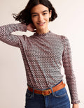 Supersoft Frill Detail Top-Black and Milkshake, Tulip Pop