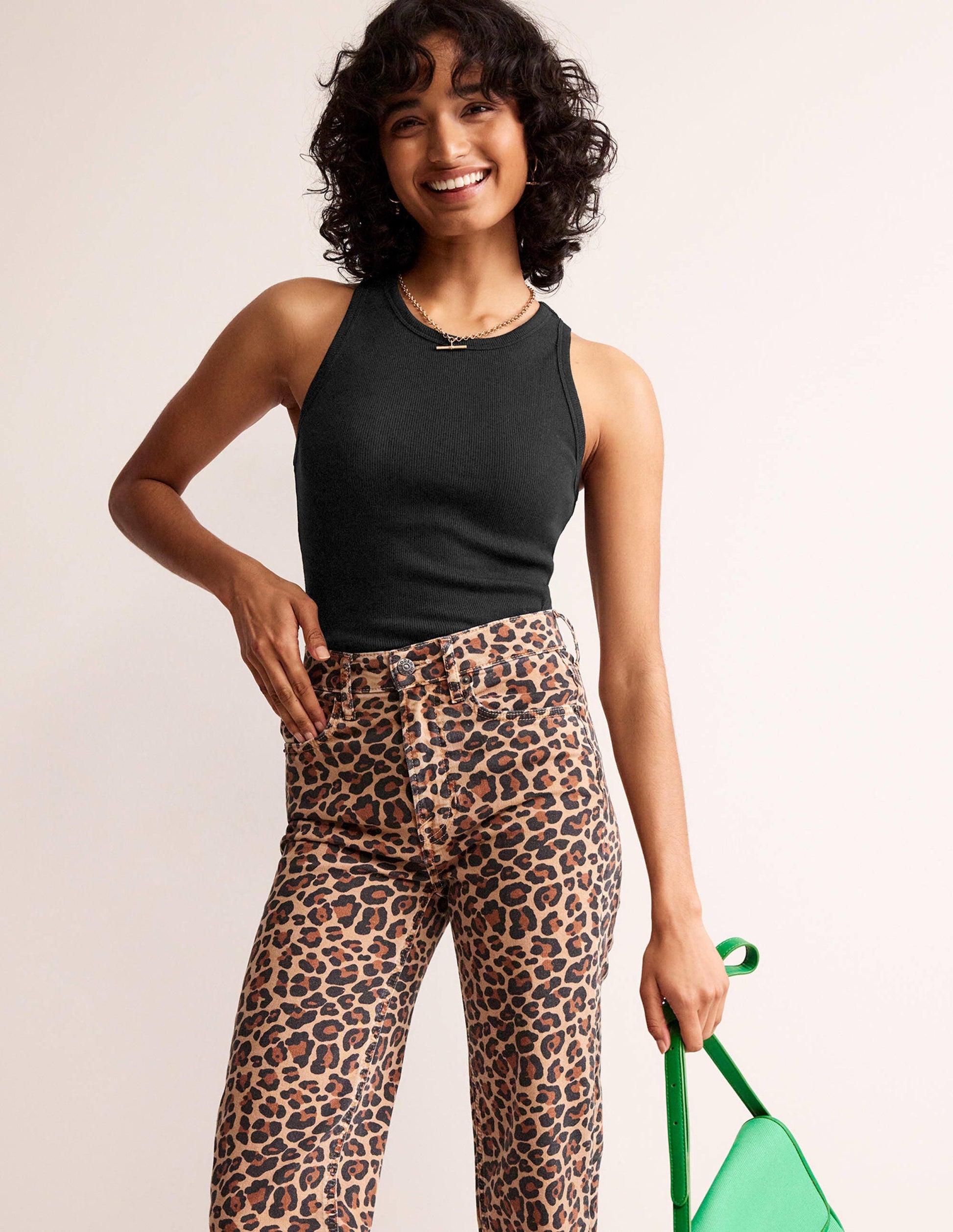 Cotton Ribbed Vest-Black-4