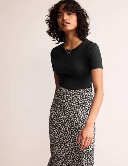 Cotton Ribbed T-Shirt-Black-1