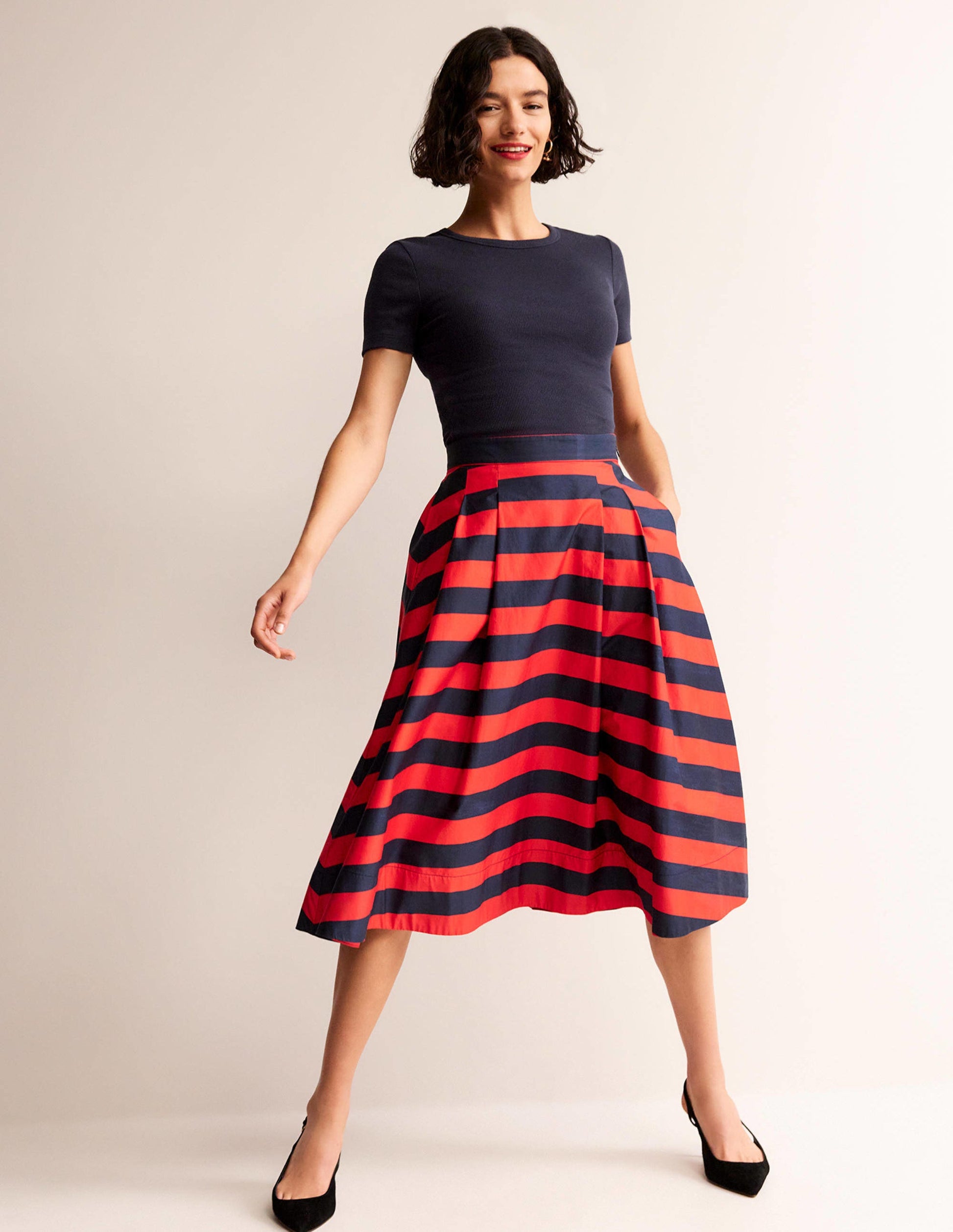 Cotton Ribbed T-Shirt-Navy-4