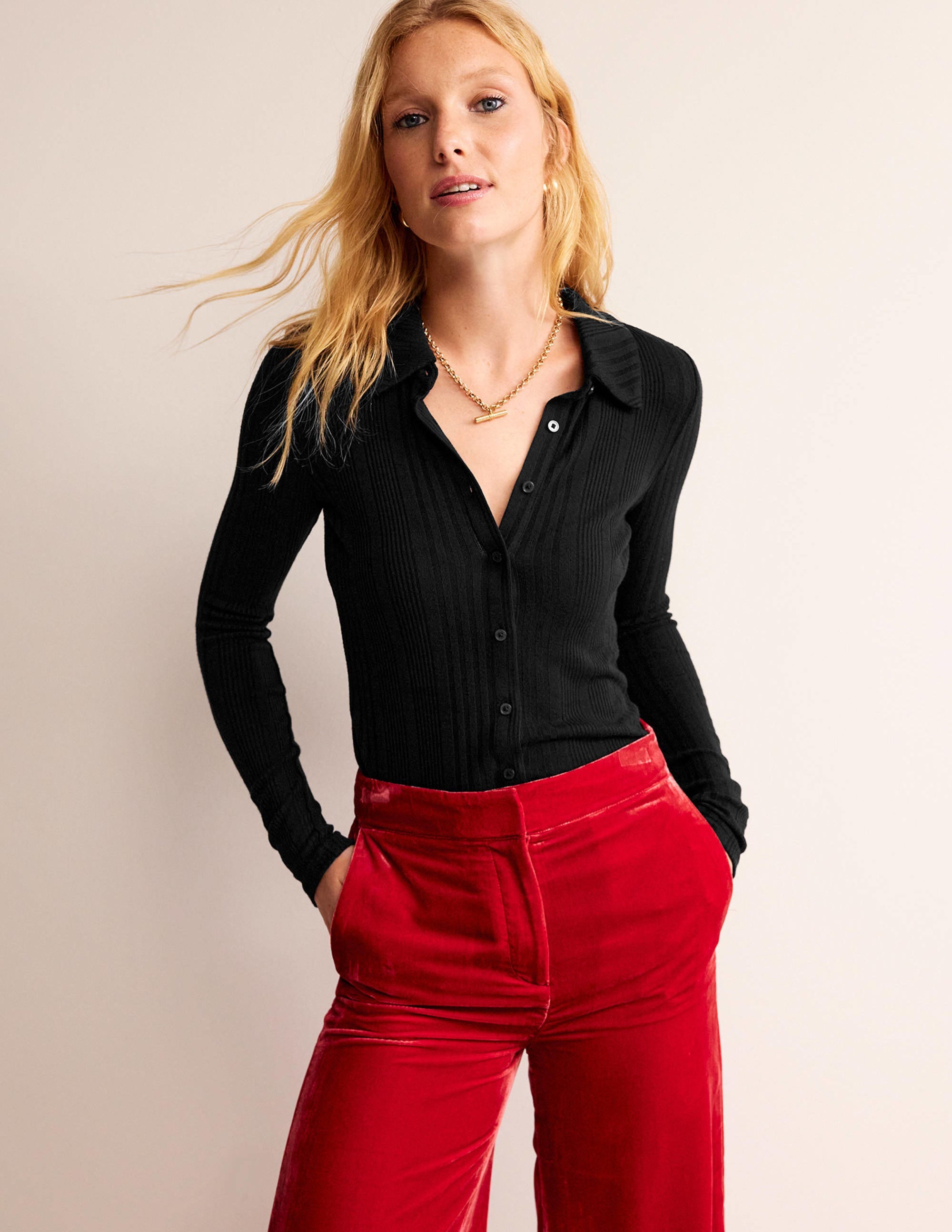 Charlotte Jersey Shirt-Black - Image 1