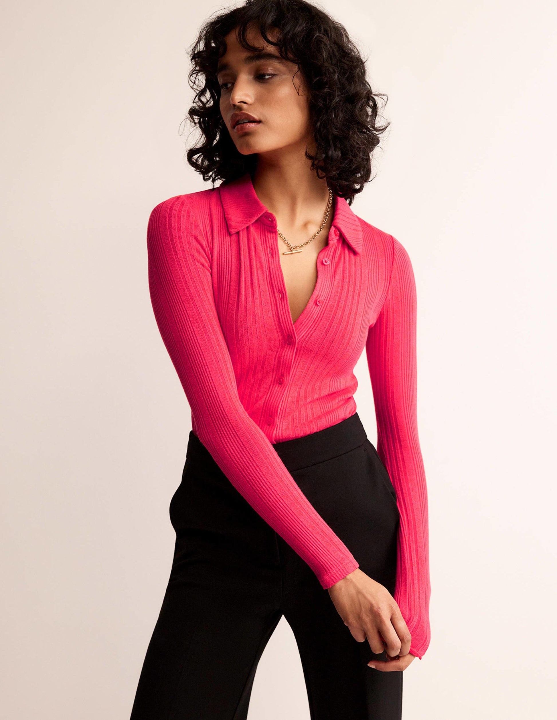 Charlotte Jersey Shirt-Pop Peony-1