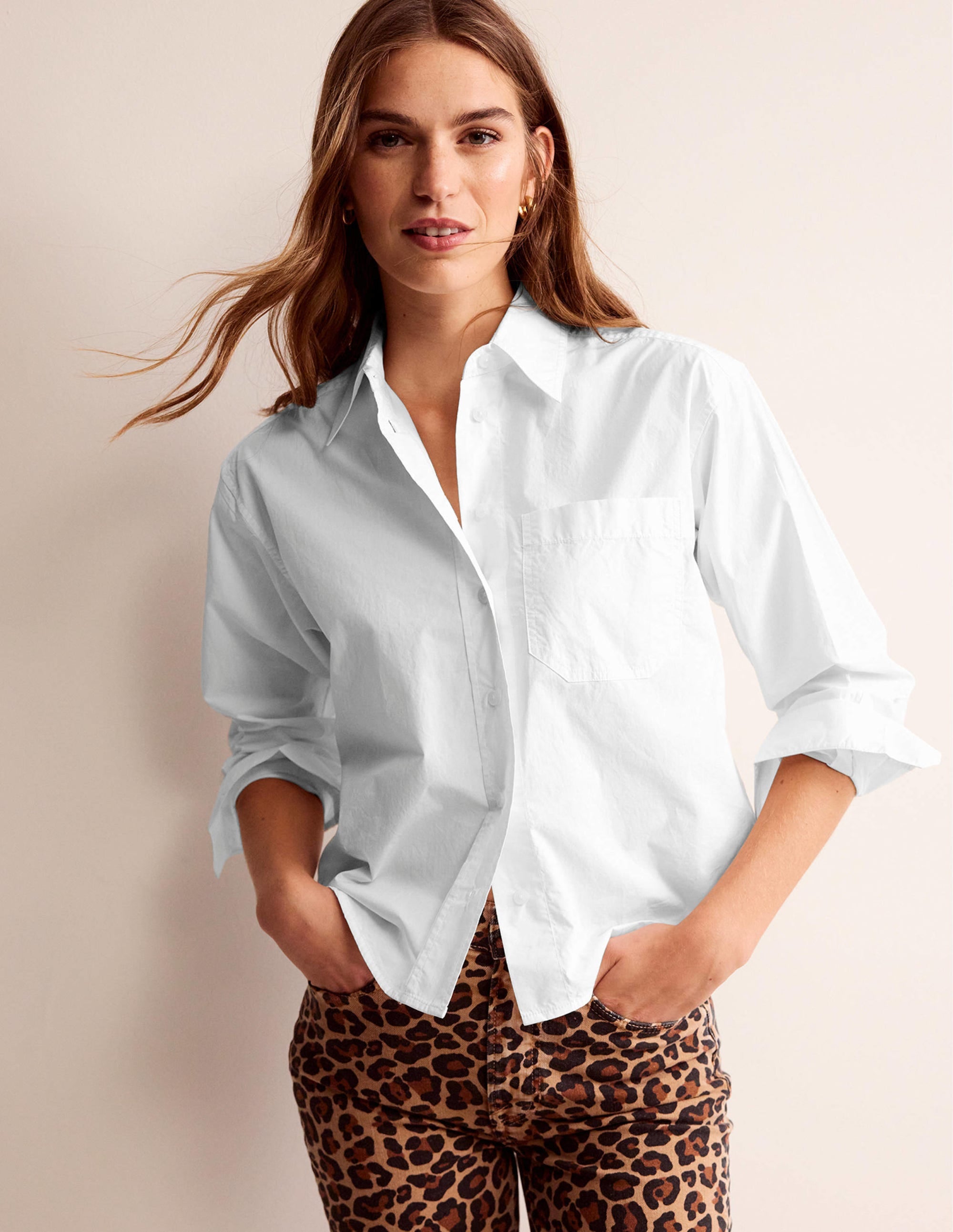 Relaxed Cotton-Poplin Shirt-White - Image 1