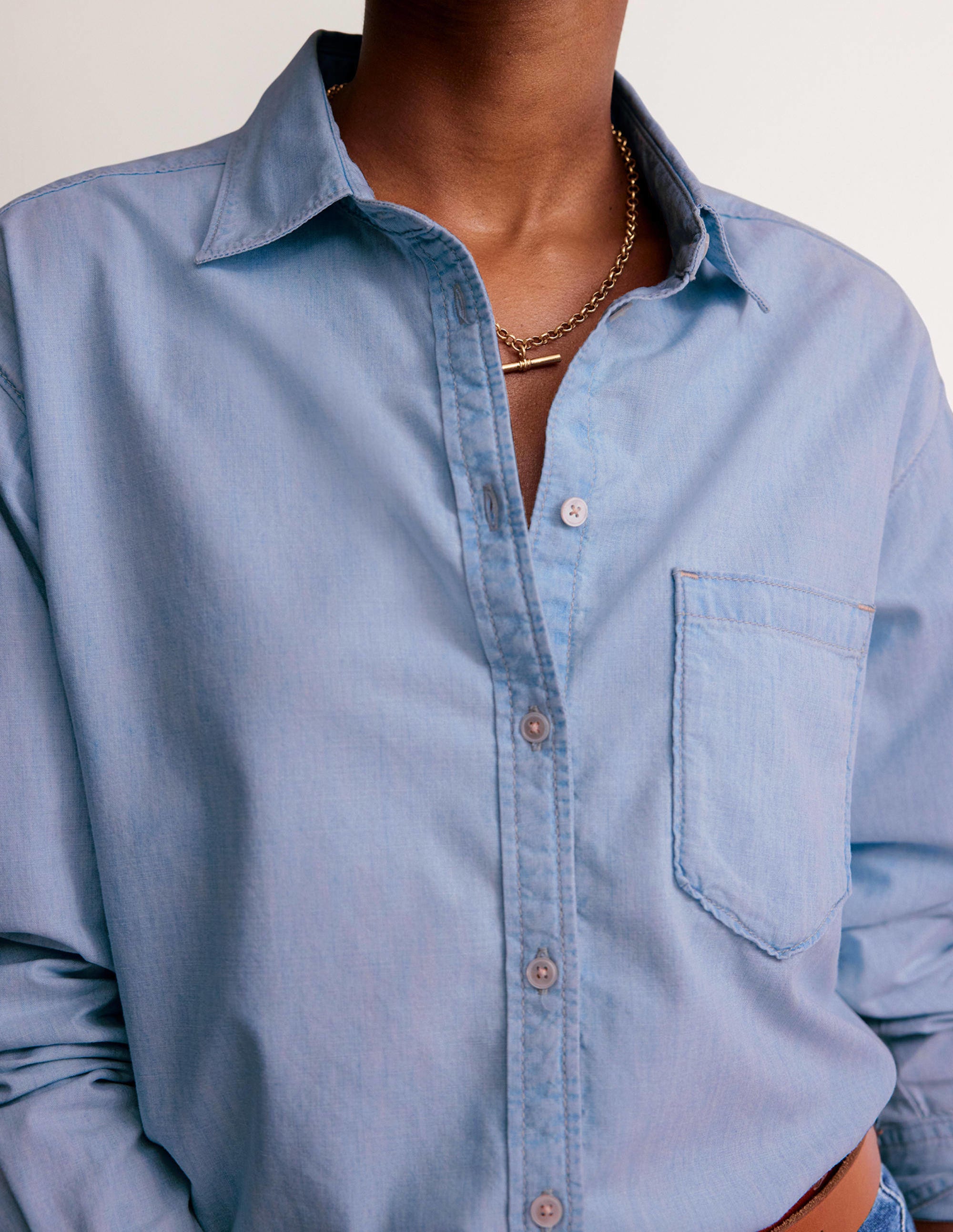 Relaxed Chambray Shirt-Light Denim - Image 2
