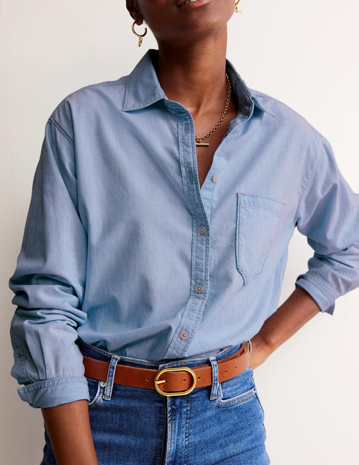 Relaxed Chambray Shirt-Light Denim - Image 4