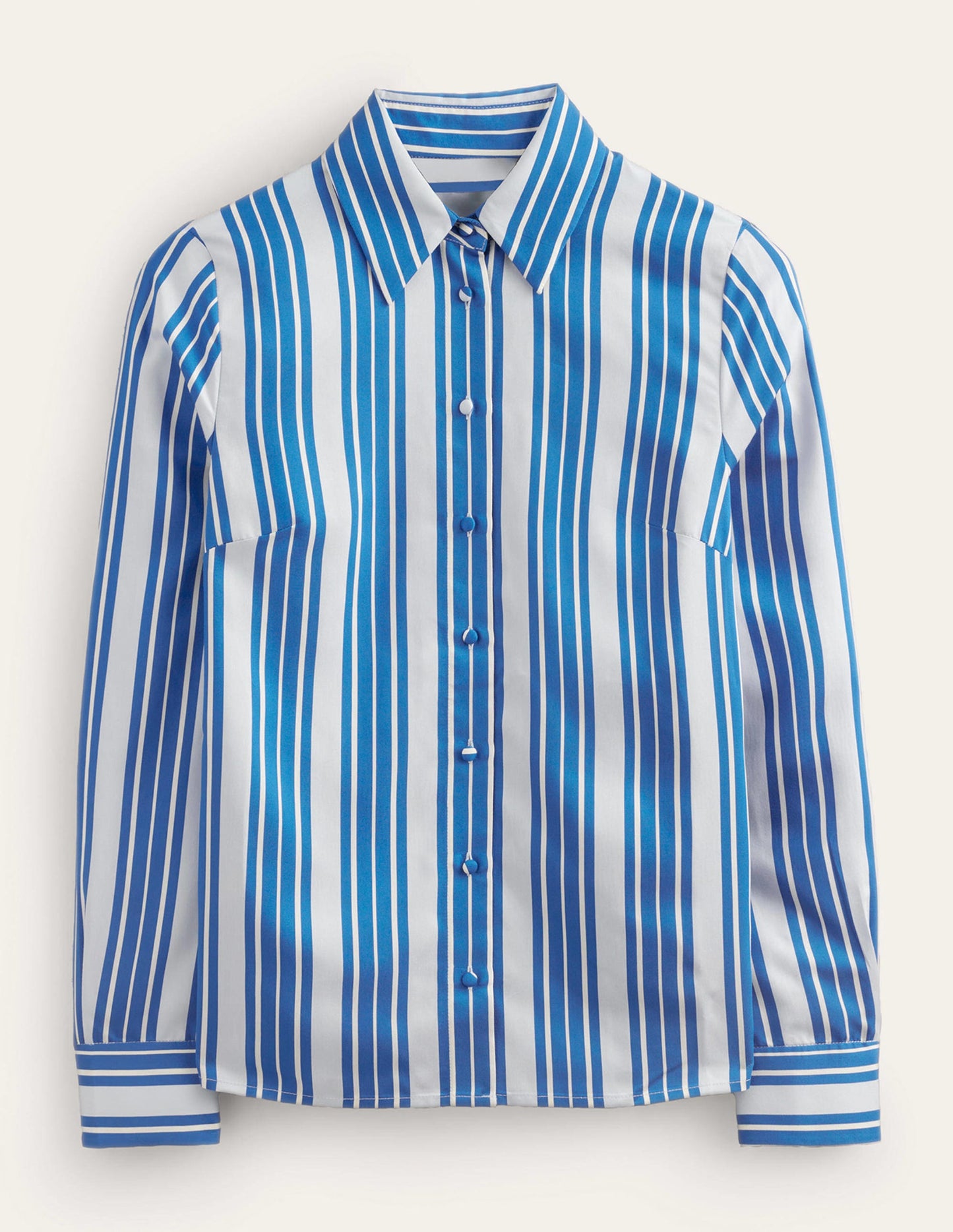 Straight-Fit Woven Shirt-Blue Stripe