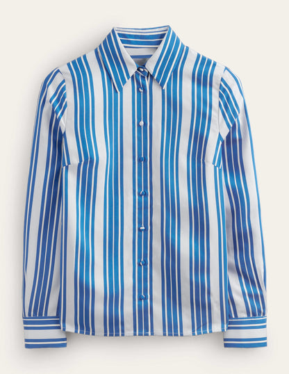 Straight-Fit Woven Shirt-Blue Stripe-6