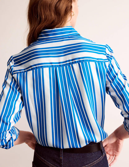 Straight-Fit Woven Shirt-Blue Stripe-3