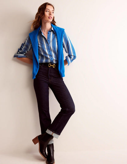 Straight-Fit Woven Shirt-Blue Stripe-5