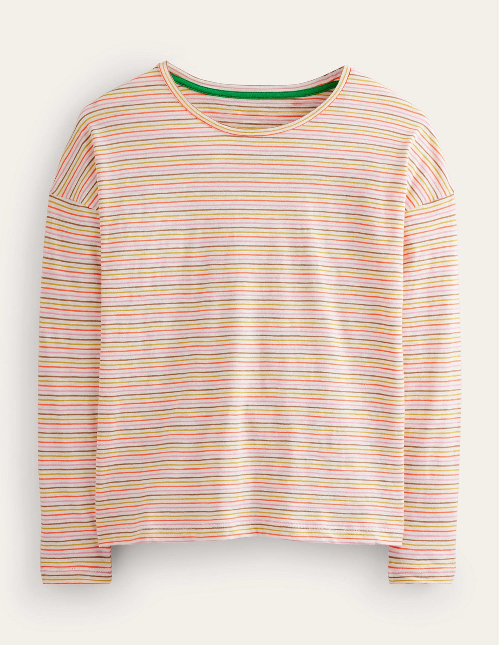 Cotton Dropped Shoulder Top-Ivory, Multi-5