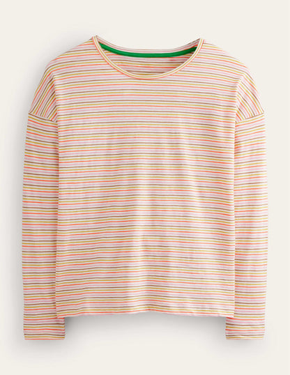 Cotton Dropped Shoulder Top-Ivory, Multi-5