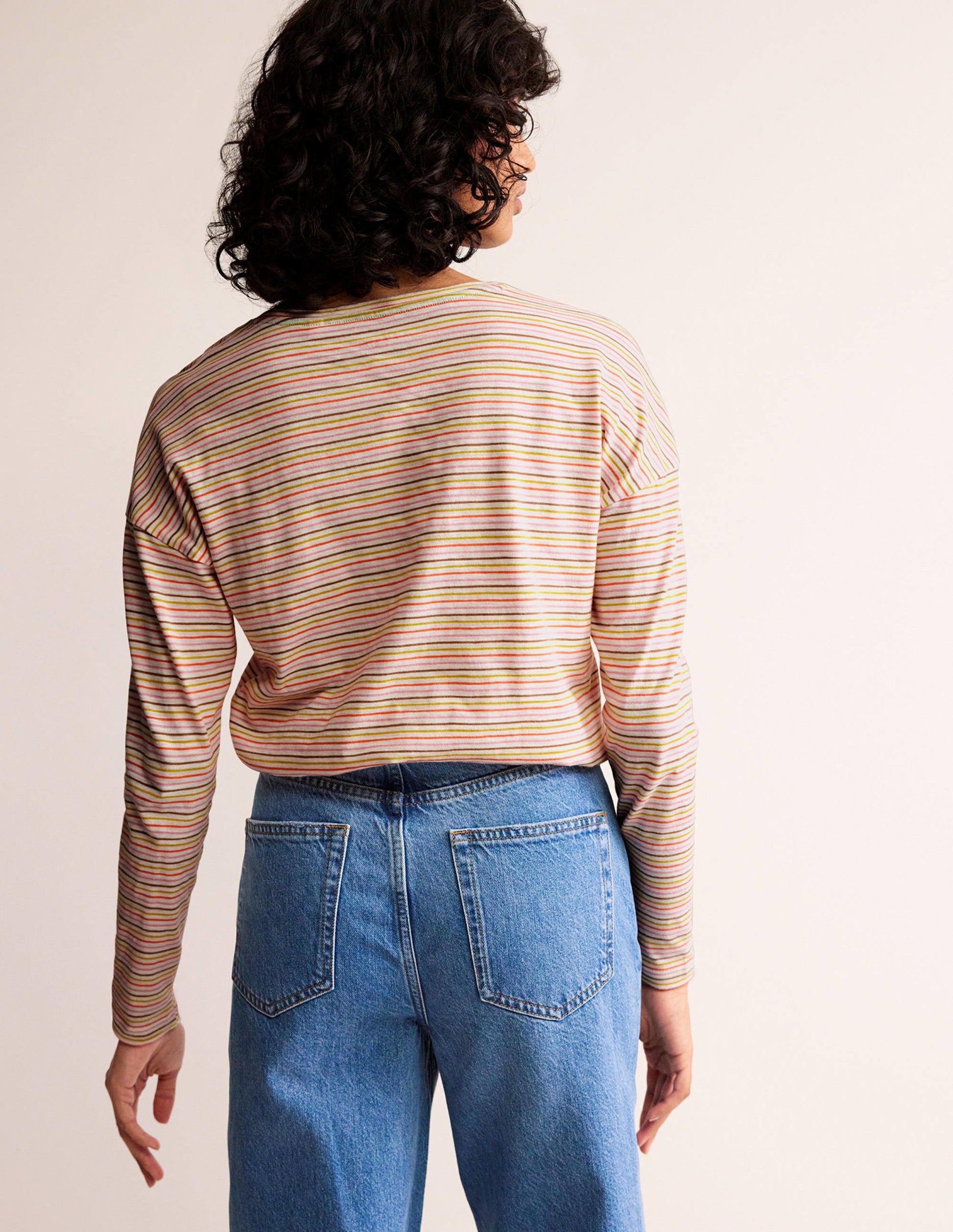 Cotton Dropped Shoulder Top-Ivory, Multi-3