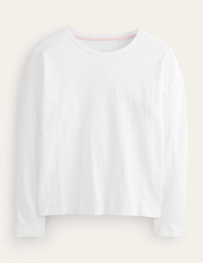 Cotton Dropped Shoulder Top-White-5