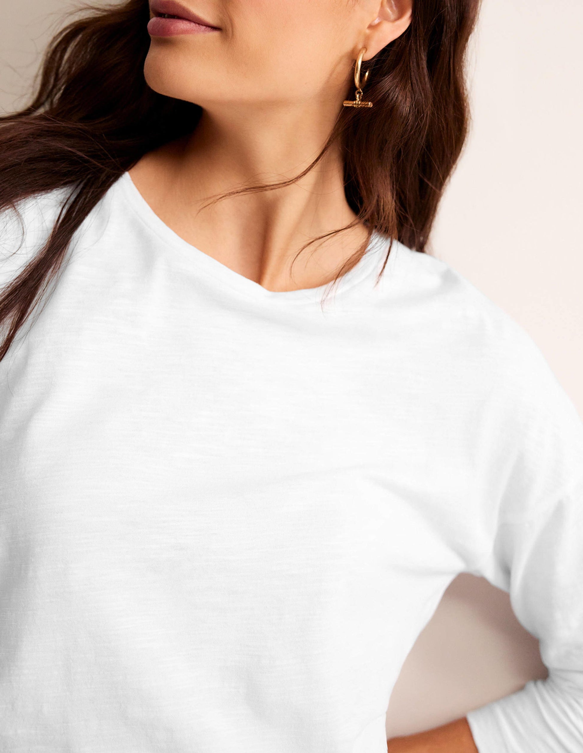 Cotton Dropped Shoulder Top-White-2