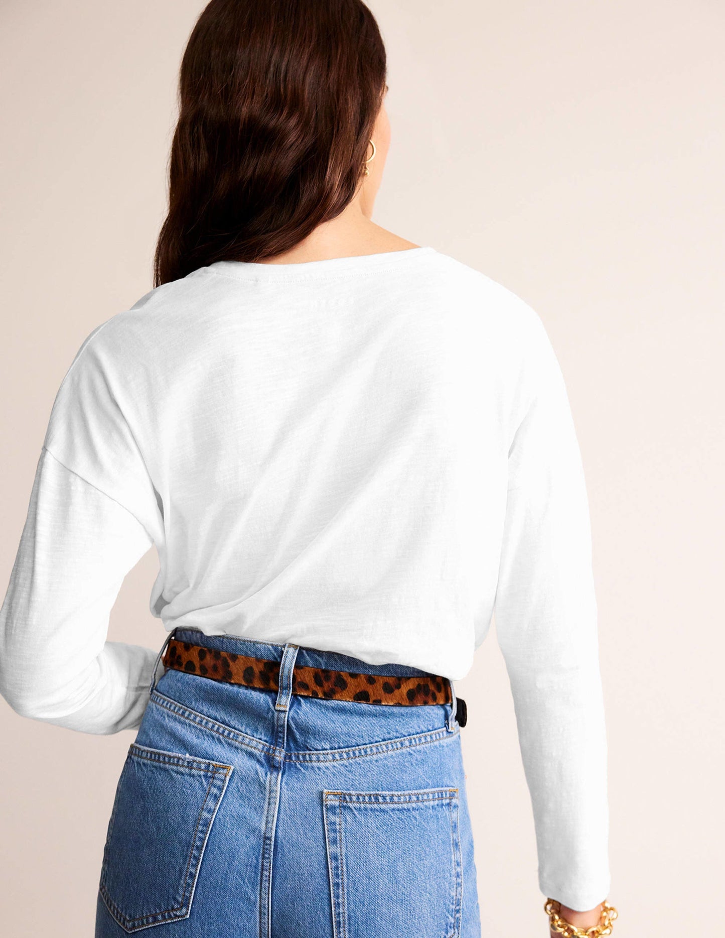 Cotton Dropped Shoulder Top-White