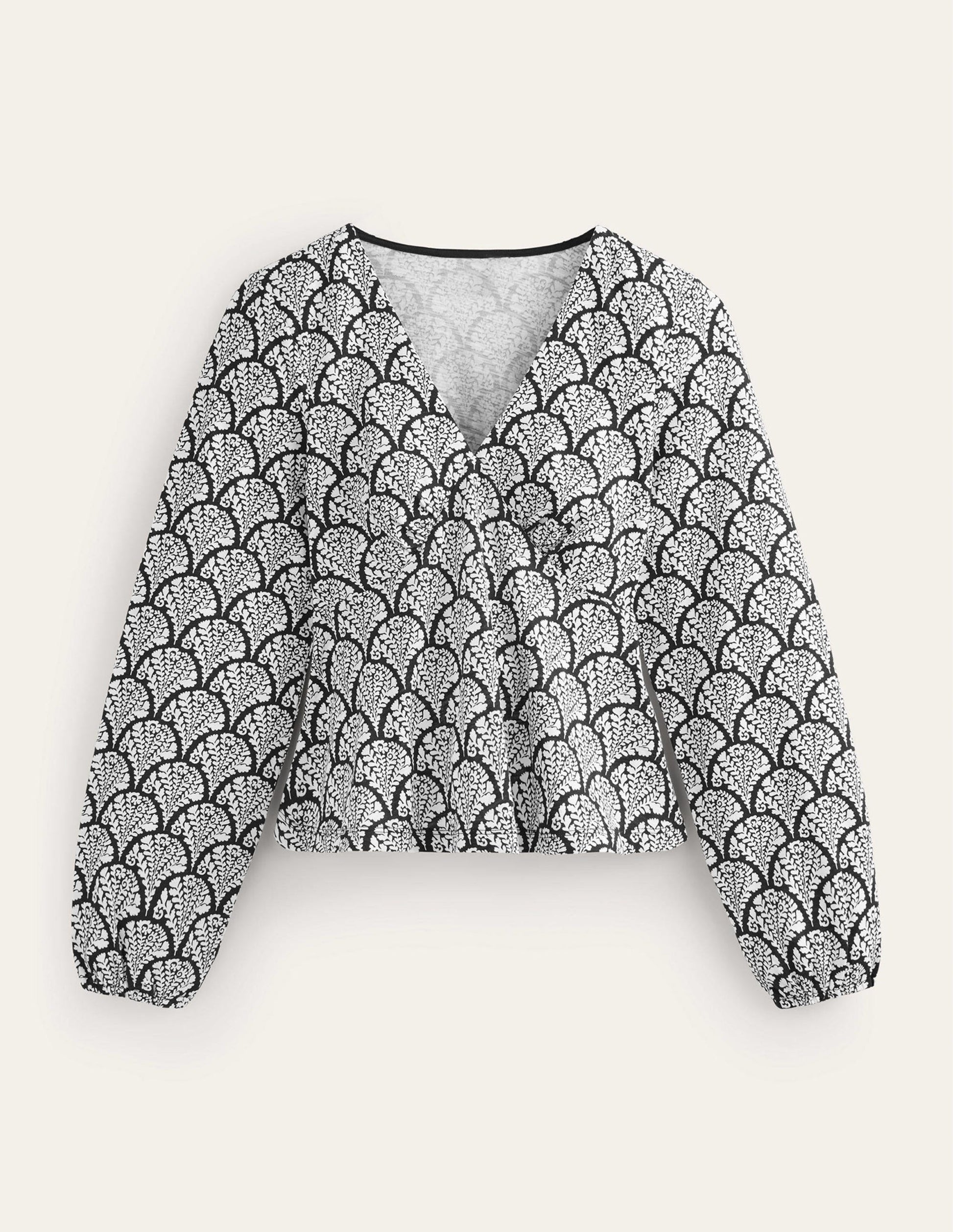 V-Neck Peplum Top-Black, Blossomy-9