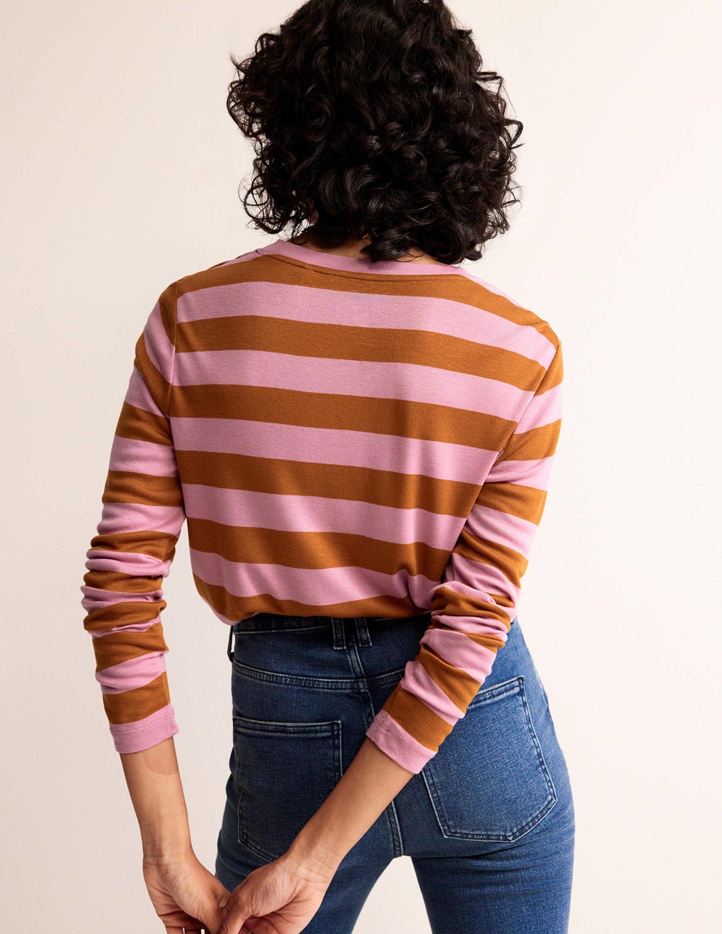 Tamsin Long Sleeve Top-Pink, Camel