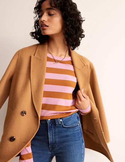 Tamsin Long Sleeve Top-Pink, Camel-4