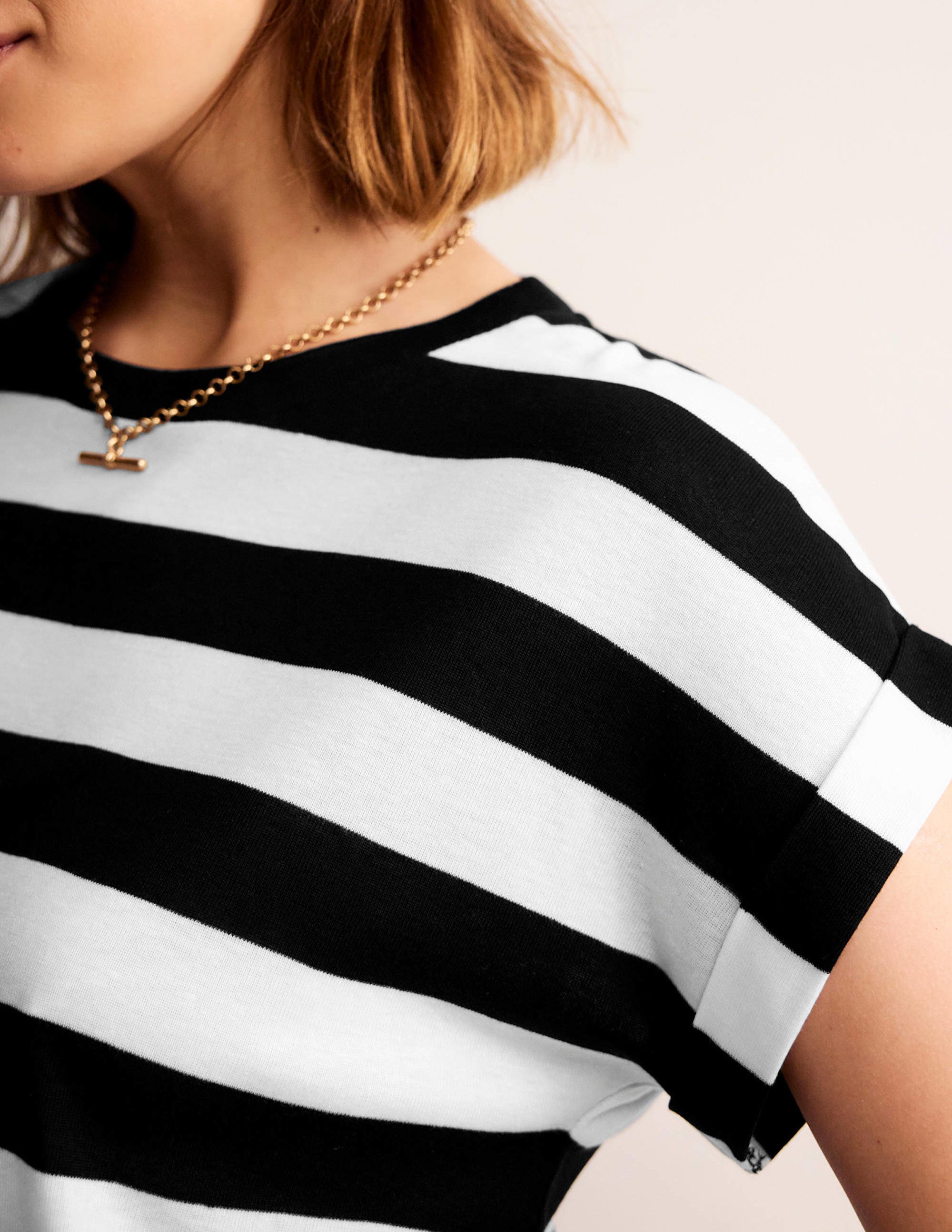 Tamsin Short Sleeve Top-Black, Ivory - Image 2