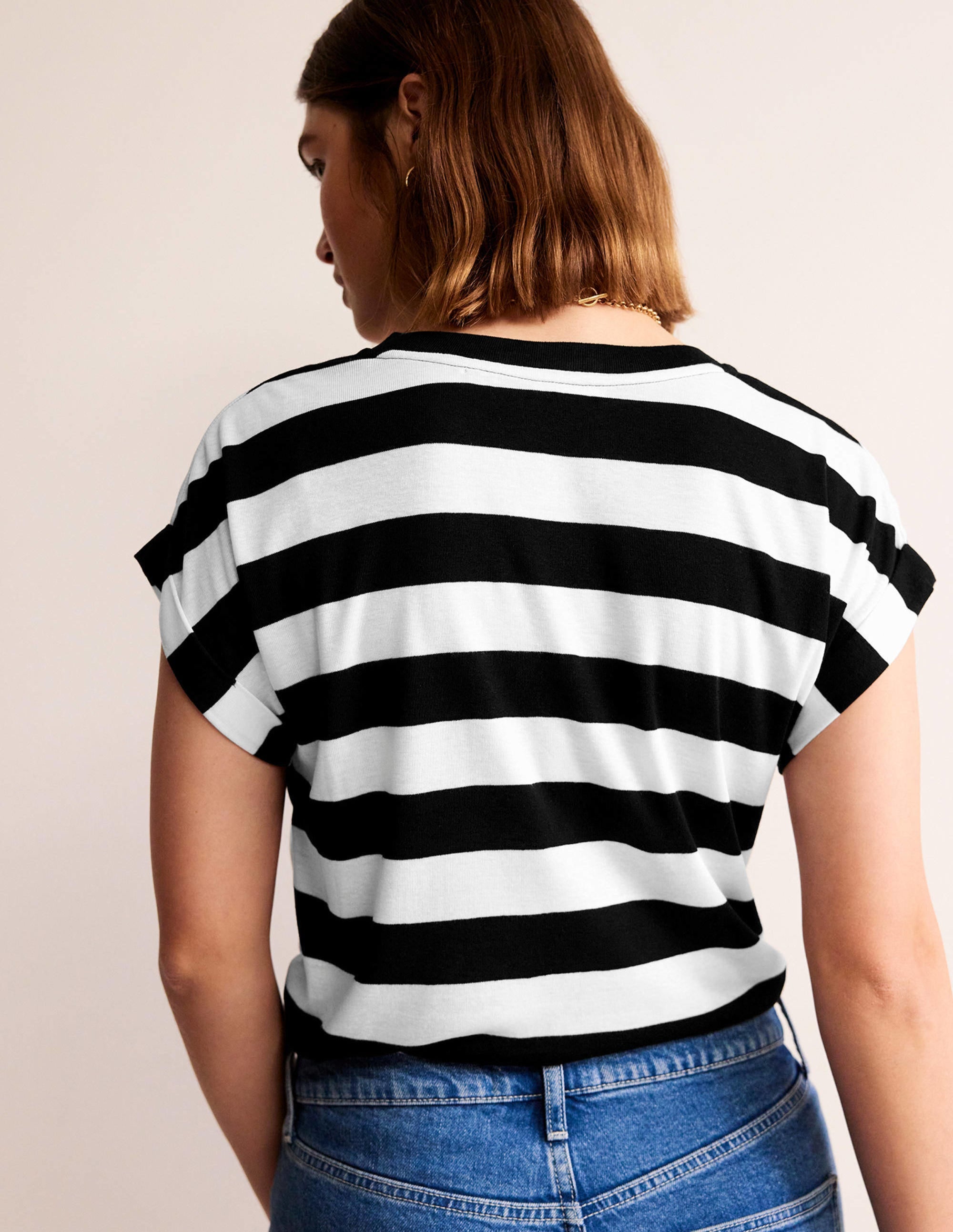 Tamsin Short Sleeve Top-Black, Ivory - Image 3