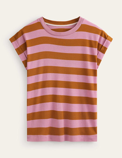 Tamsin Short Sleeve Top-Pink, Camel