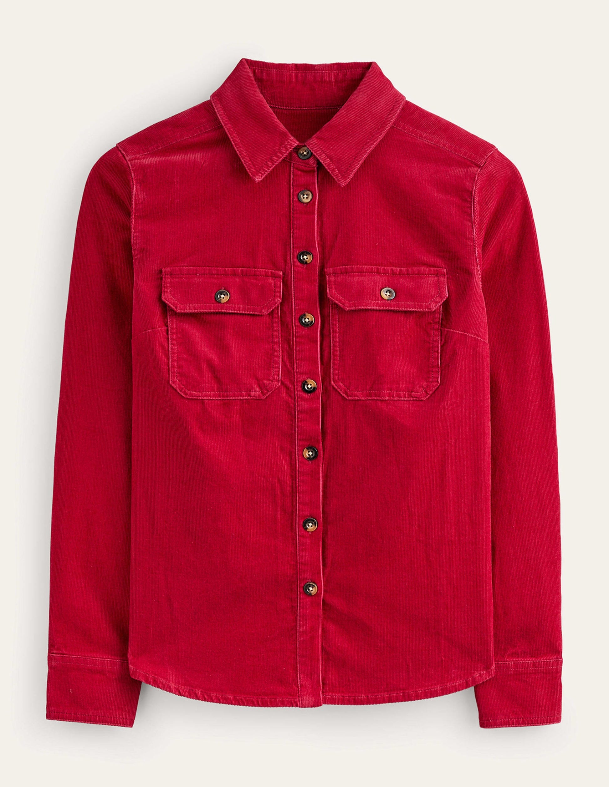 Straight-Fit Corduroy Shirt-Warm Cranberry-6