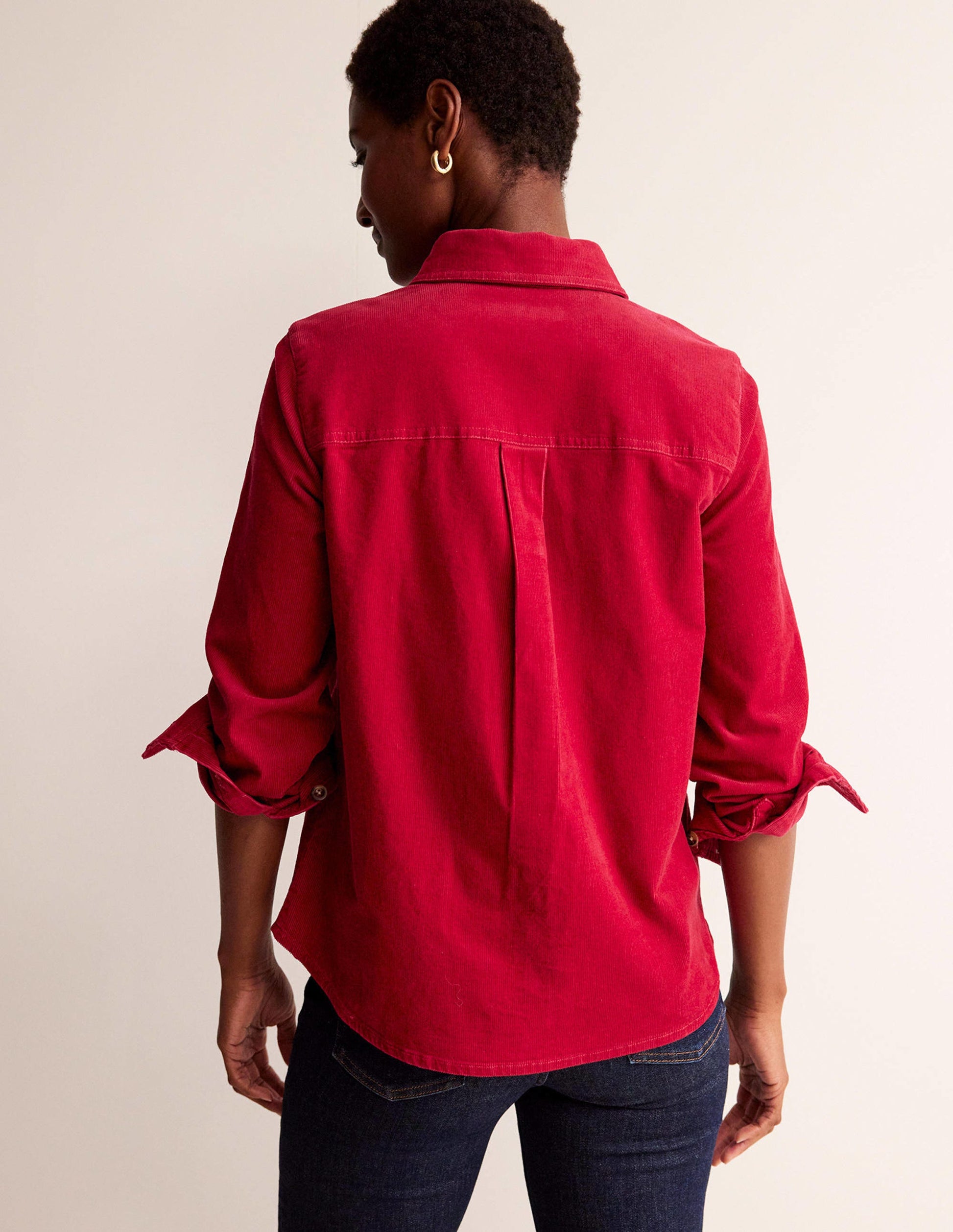 Straight-Fit Corduroy Shirt-Warm Cranberry-3