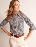 Sienna Cotton Shirt-Cognac, Leopard Stamp