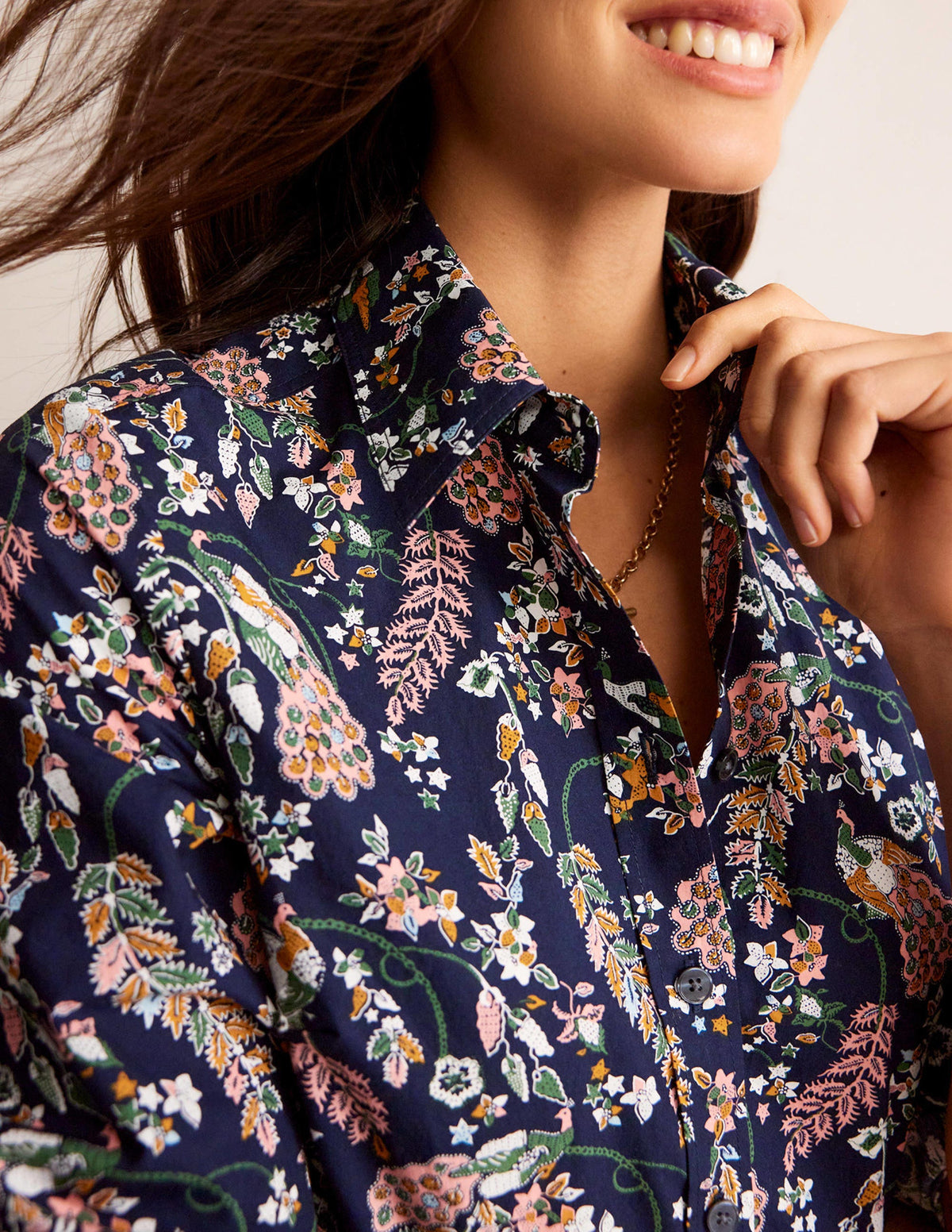 Sienna Cotton Shirt-French Navy, Peacock - Image 2