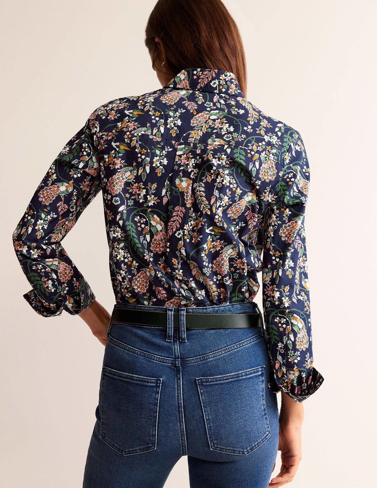 Sienna Cotton Shirt-French Navy, Peacock - Image 3