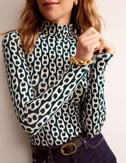 Polly Jersey Top-Emerald Night, Geo Chain-2
