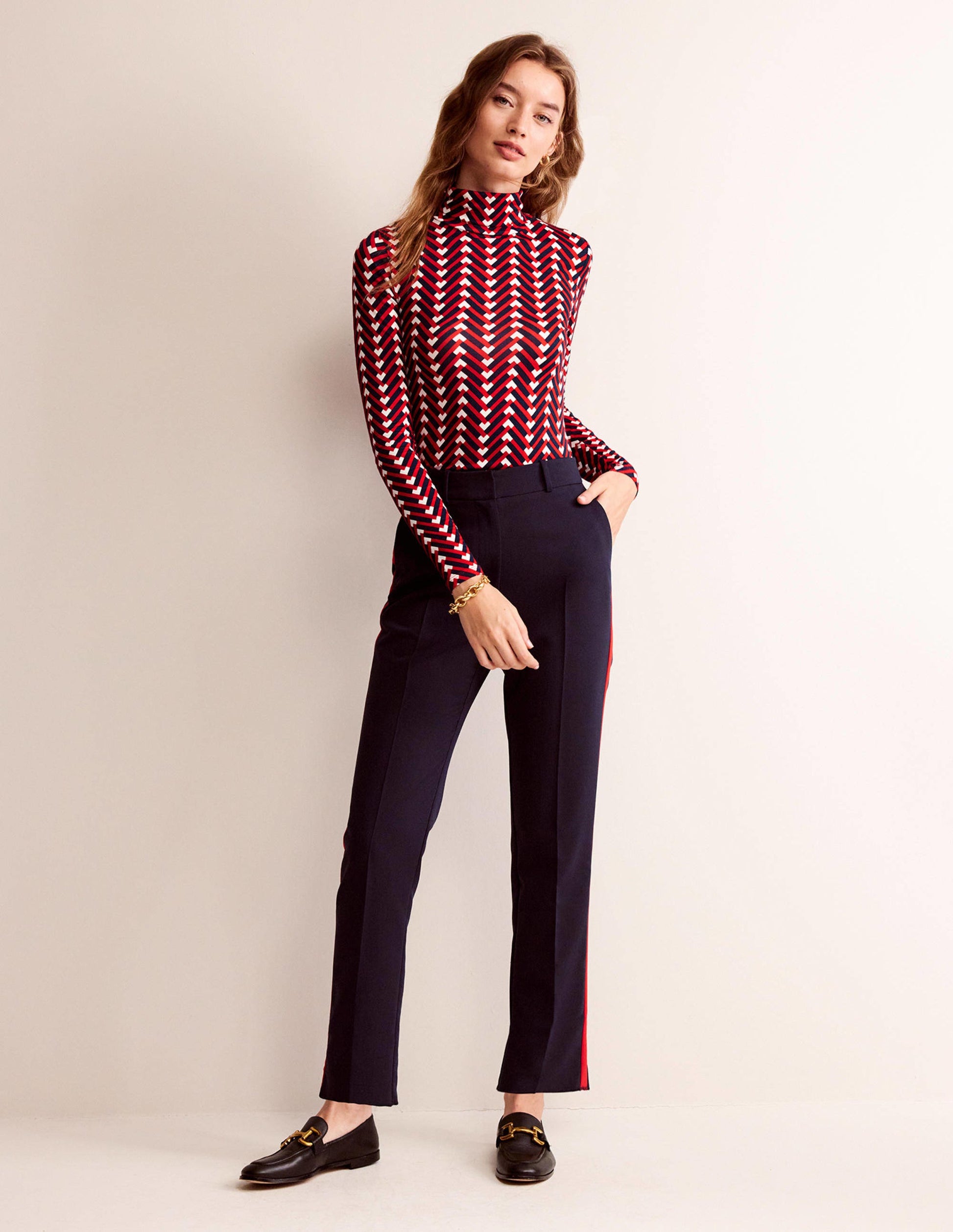Polly Jersey Top-Hot Pepper, Chevron Geo-4