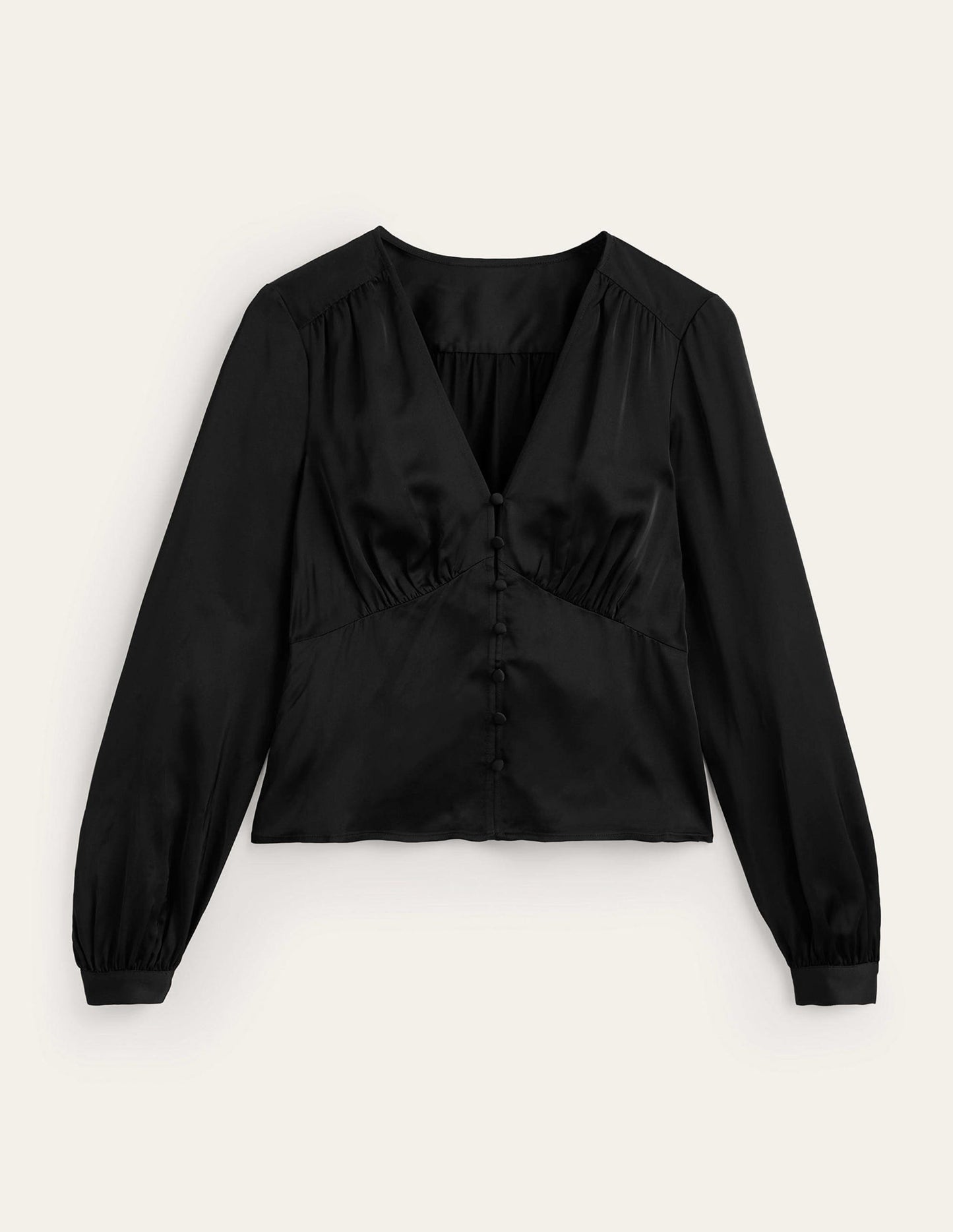 V-Neck Tea Blouse-Black