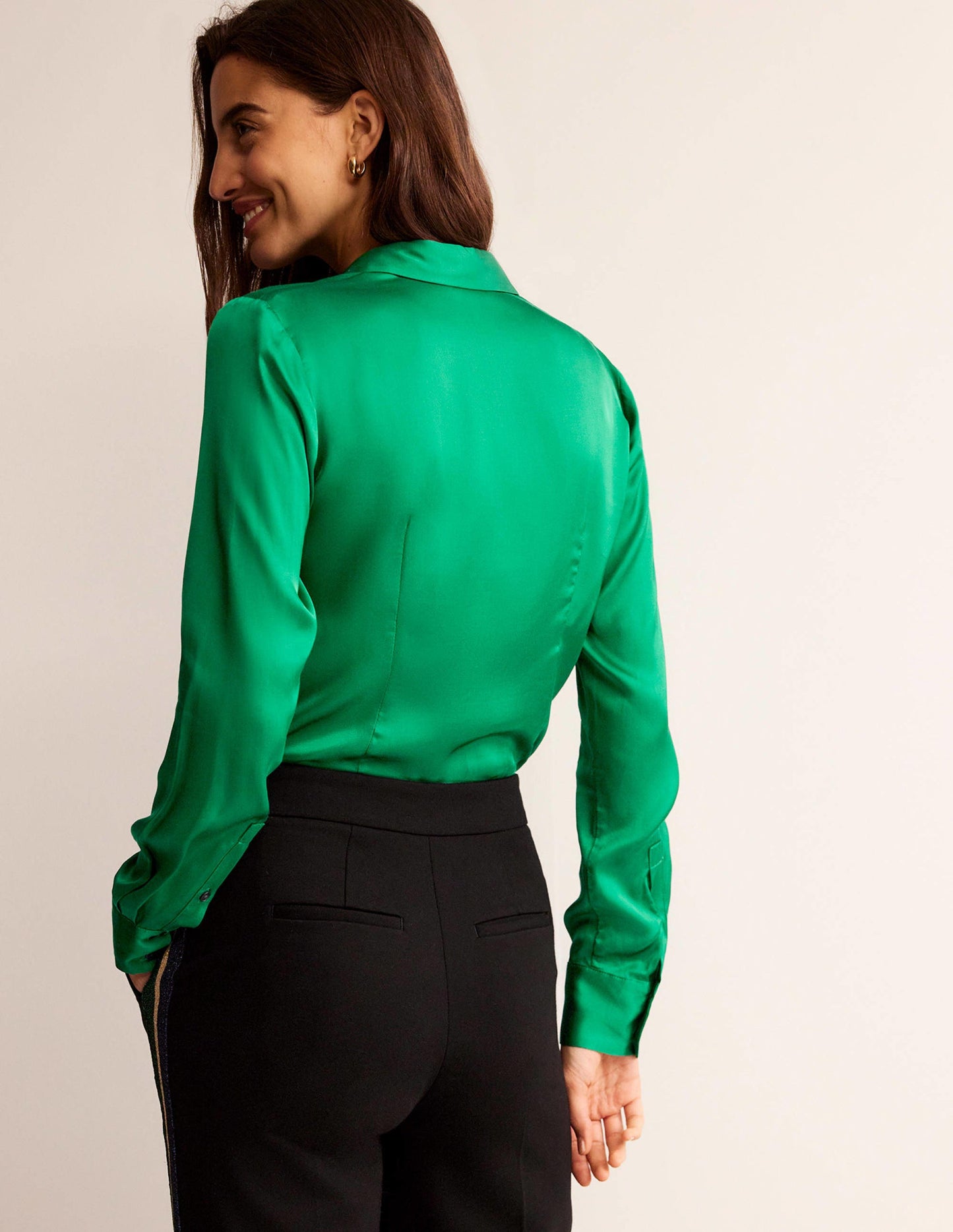 Saskia Satin Shirt-Veridian Green