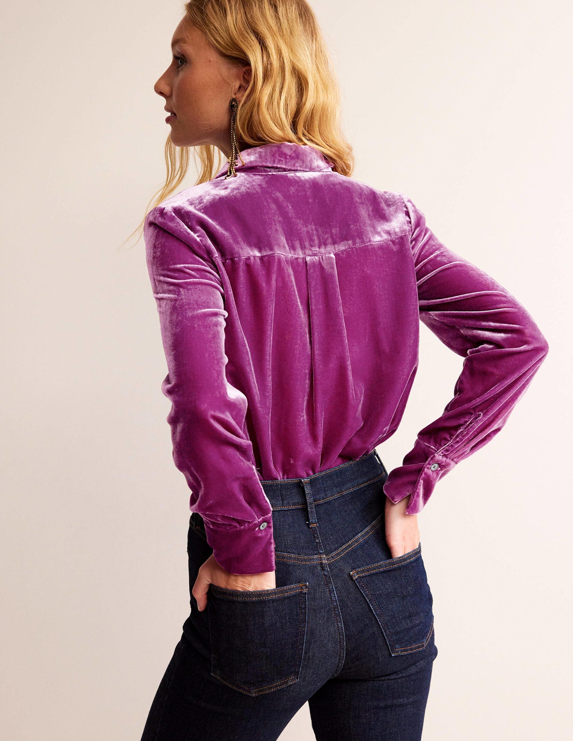 Sienna Velvet Shirt-Damson Berry-3