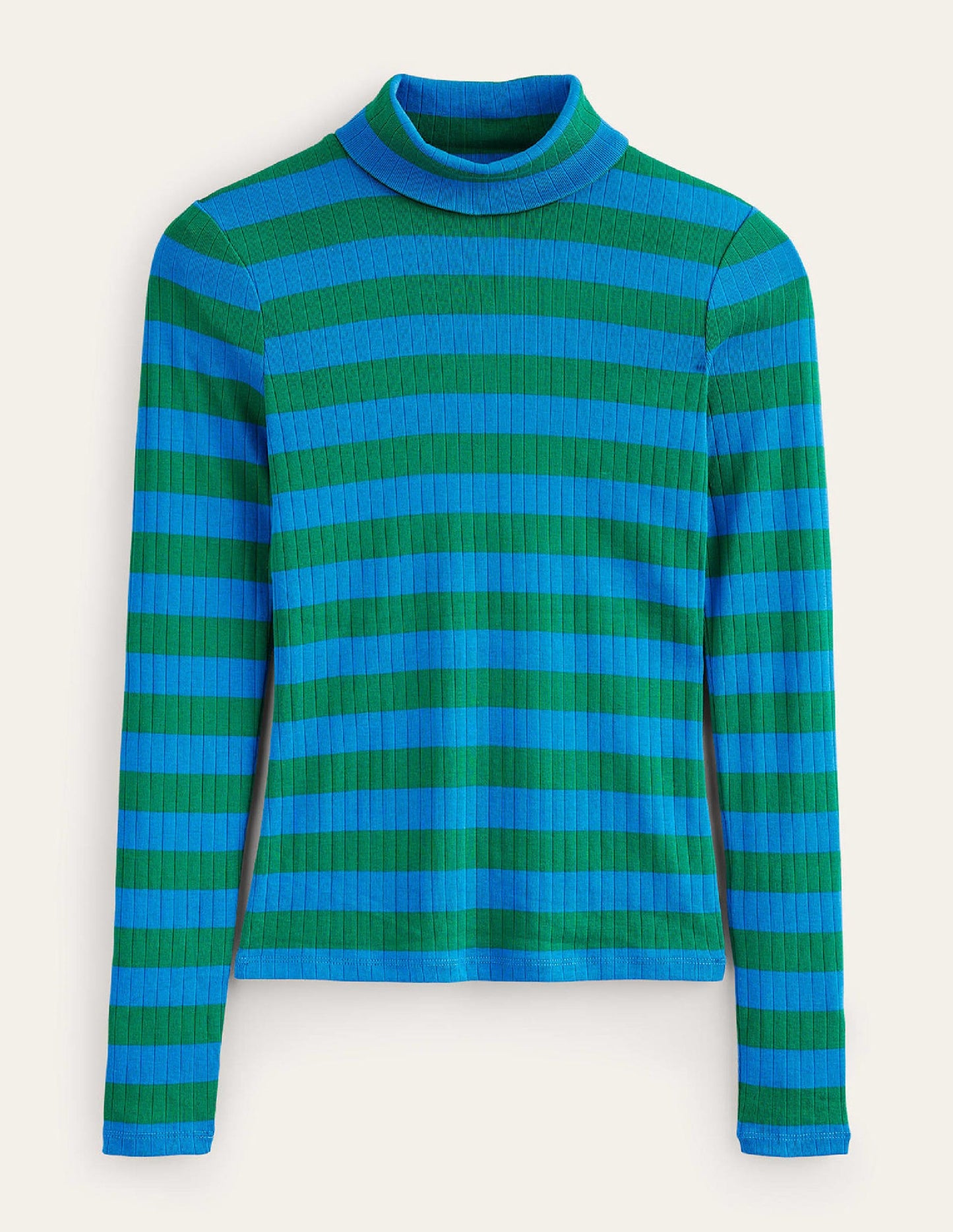 Anna Rib Roll Neck Top-Bright Cobalt, Veridian Green