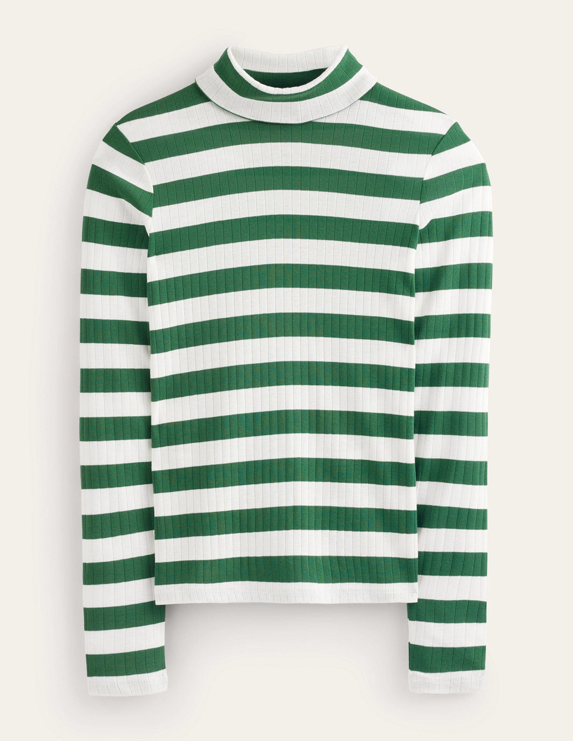 Anna Rib Roll Neck Top-Amazon Green, Ivory-6