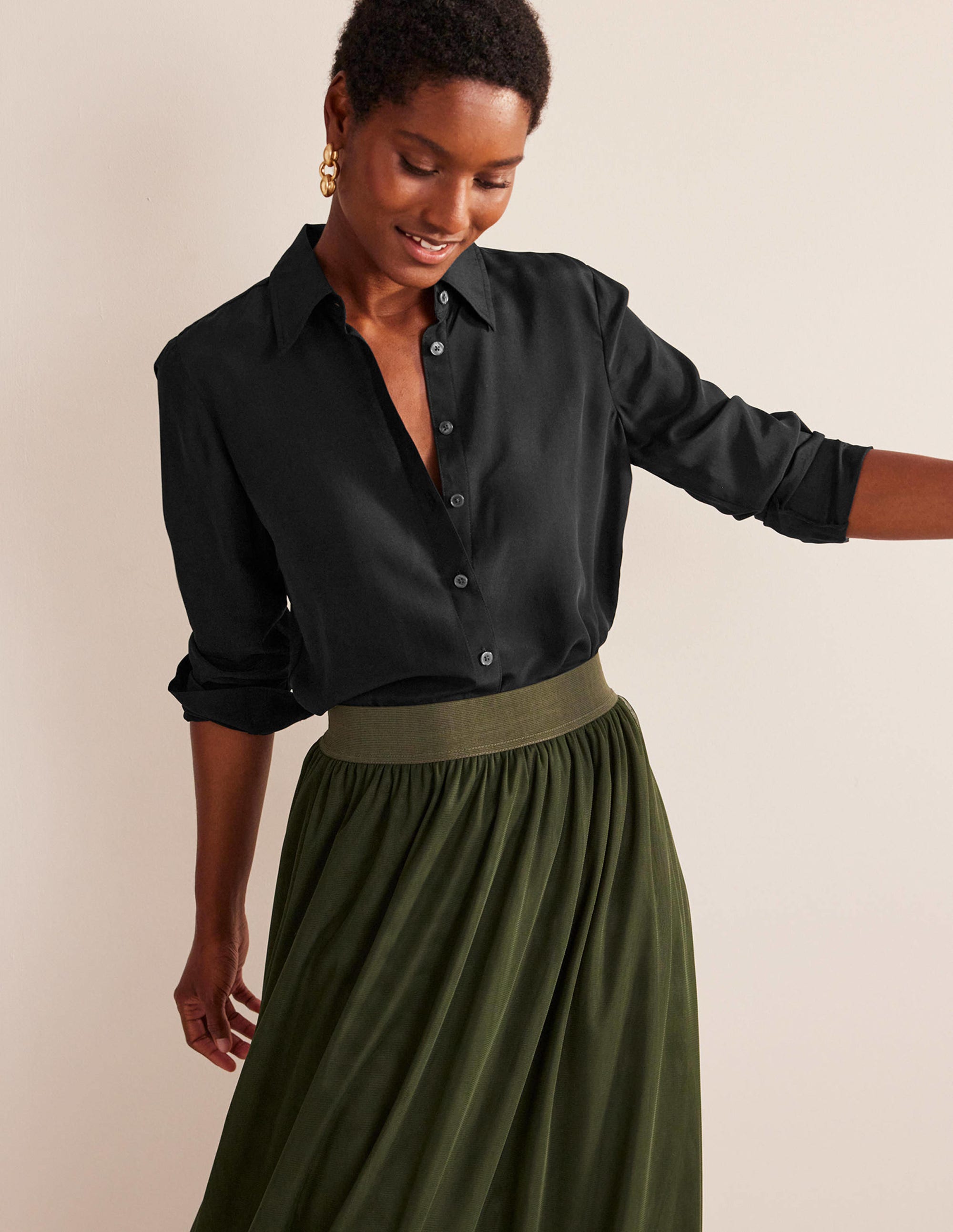 Sienna Silk Shirt-Black - Image 1